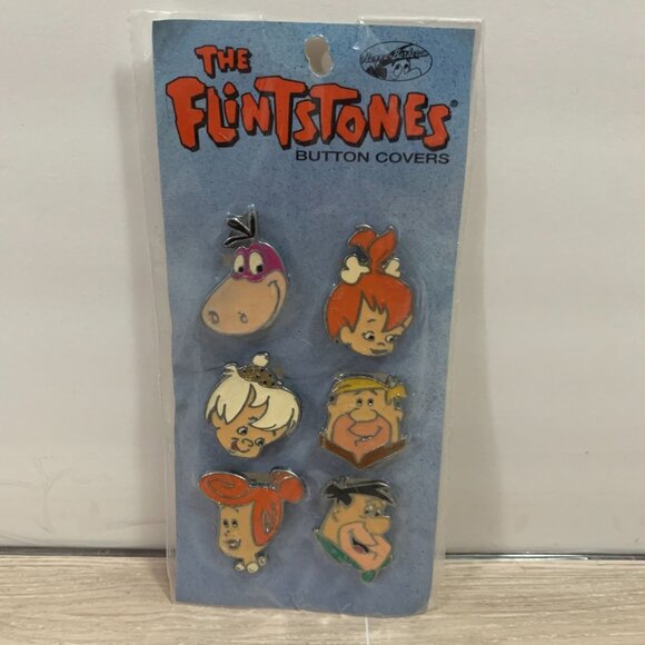 Vintage 1994 Hanna Barbera The Flinstones Button Covers Set NOS - Picture 1 of 6